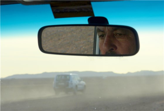 Driver in desert